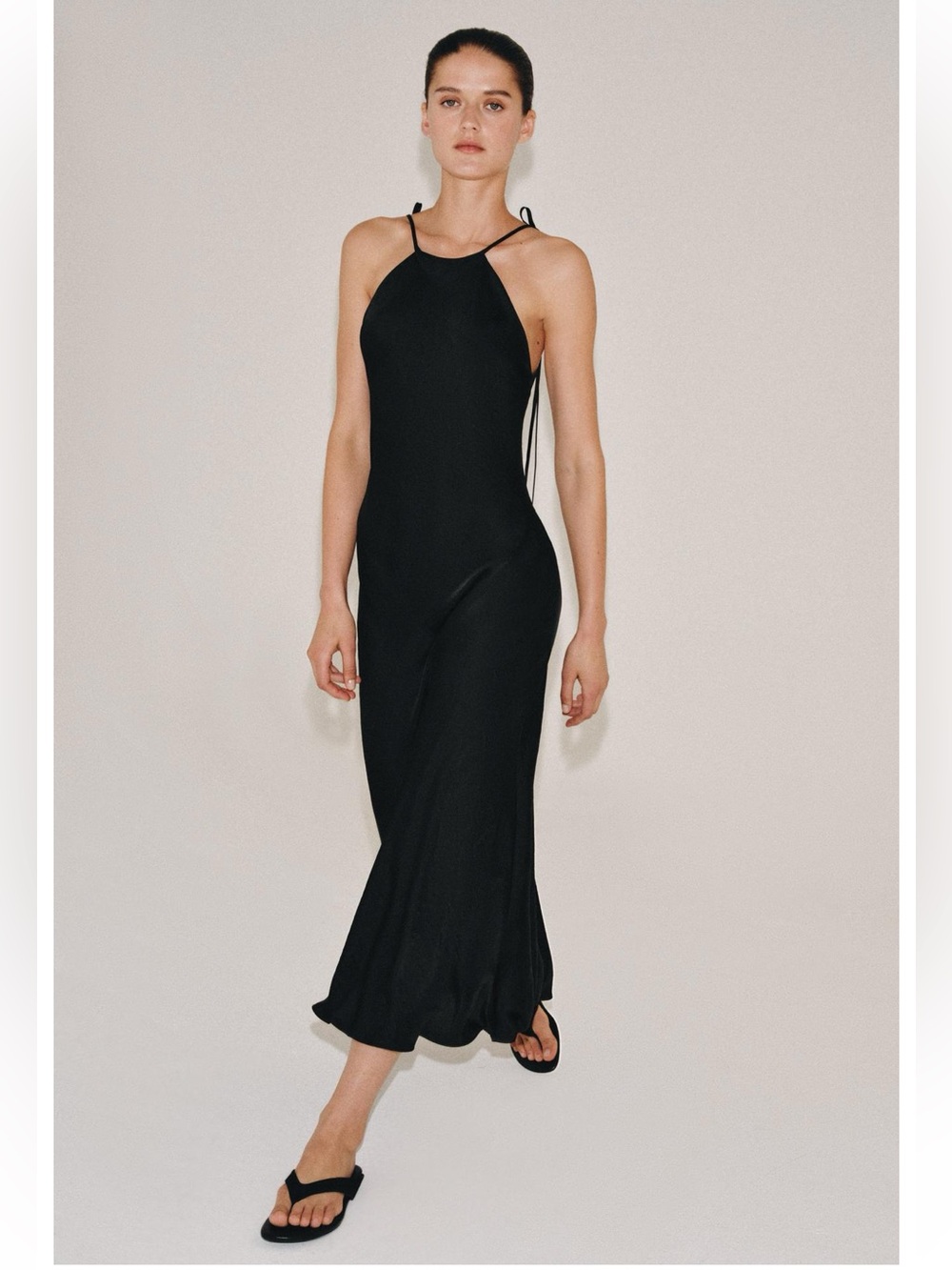 ZW COLLECTION SATIN EFFECT HALTER DRESS Size L NWT